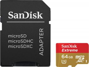 MicroSD 4K MicroSDXC U3 UHS-I Sandisk con adattatore SD